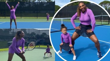 Serena Williams így tanítja a kislányát teniszezni!