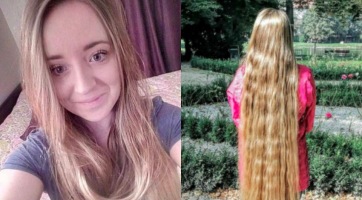 Egy 34 éves nő a földön húzza a Rapunzel haját