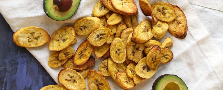 Air fryerben készült banán chips