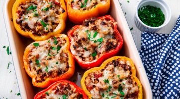 Rizzsel és gombával töltött paprika