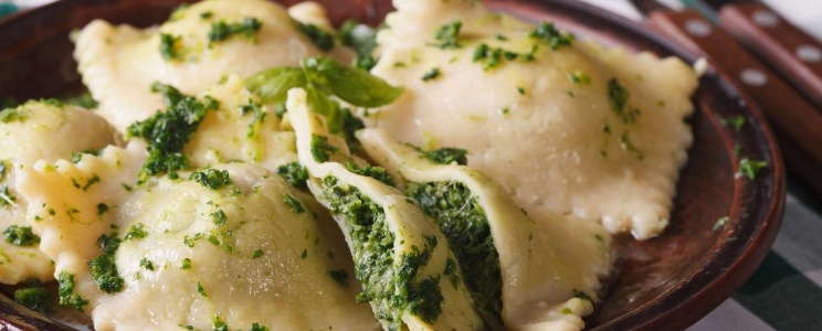 Spenótos-ricottás ravioli