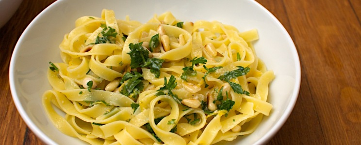 Tagliatelle diómártással