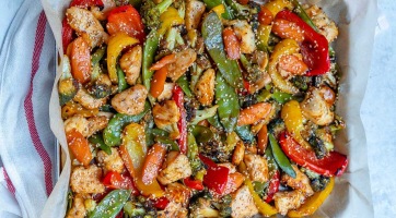 Tepsiben sült teriyaki csirke zöldségekkel